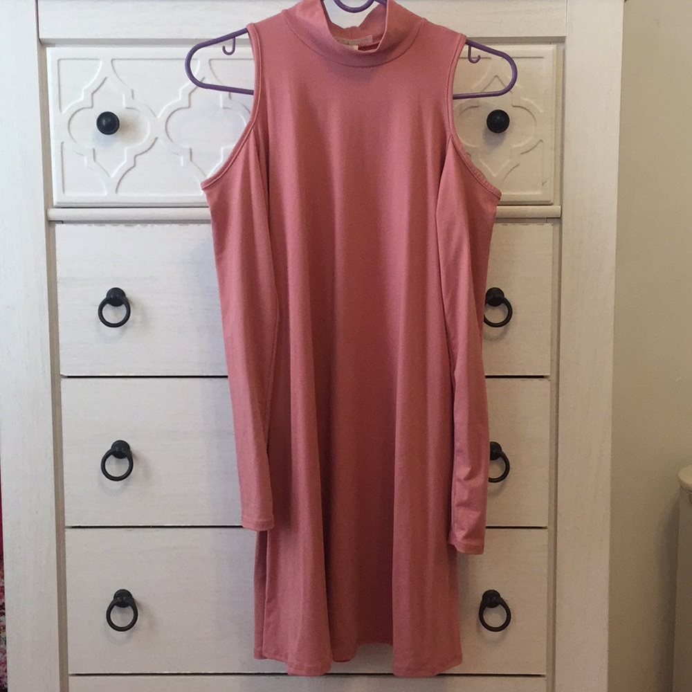 Pink Cold Shoulder Dress